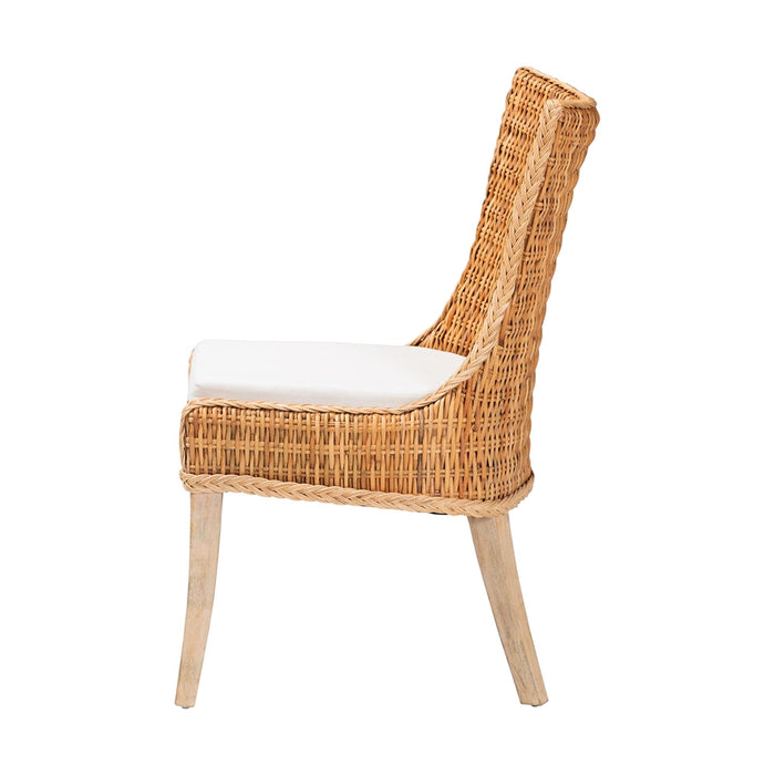 Derris Natural Rattan Dining Chair with Cushion – Light Honey