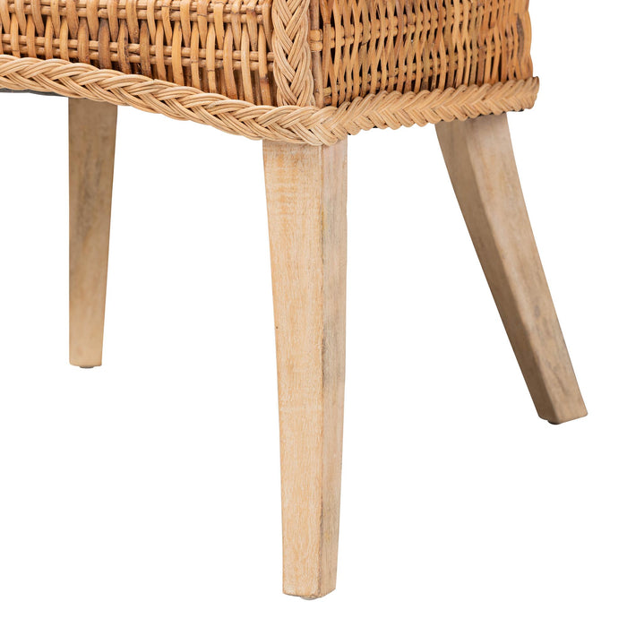 Derris Natural Rattan Dining Chair with Cushion – Light Honey