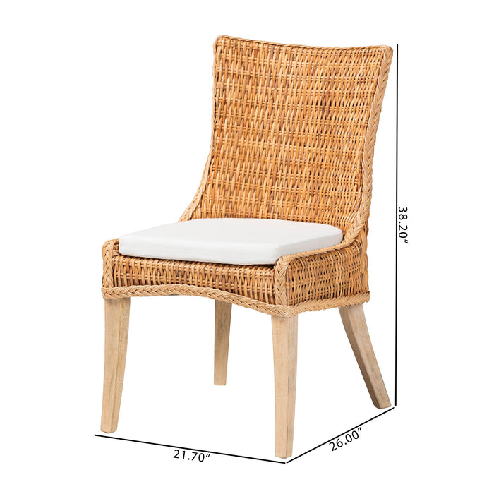 Derris Natural Rattan Dining Chair with Cushion – Light Honey