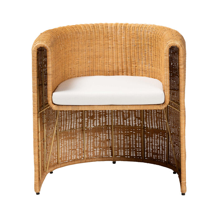 Carina Natural Rattan Barrel Dining Chair – Light Honey