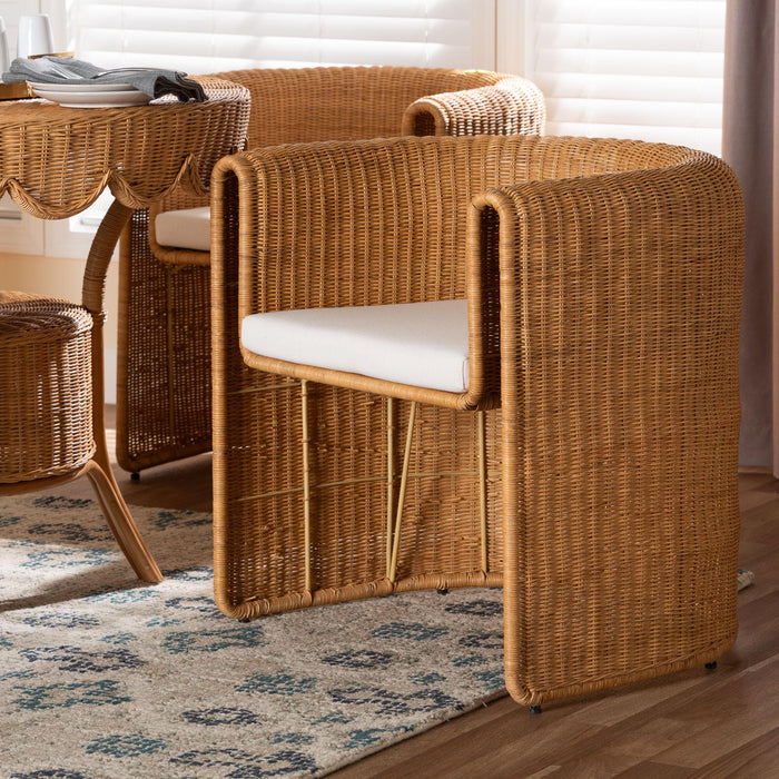 Carina Natural Rattan Barrel Dining Chair – Light Honey