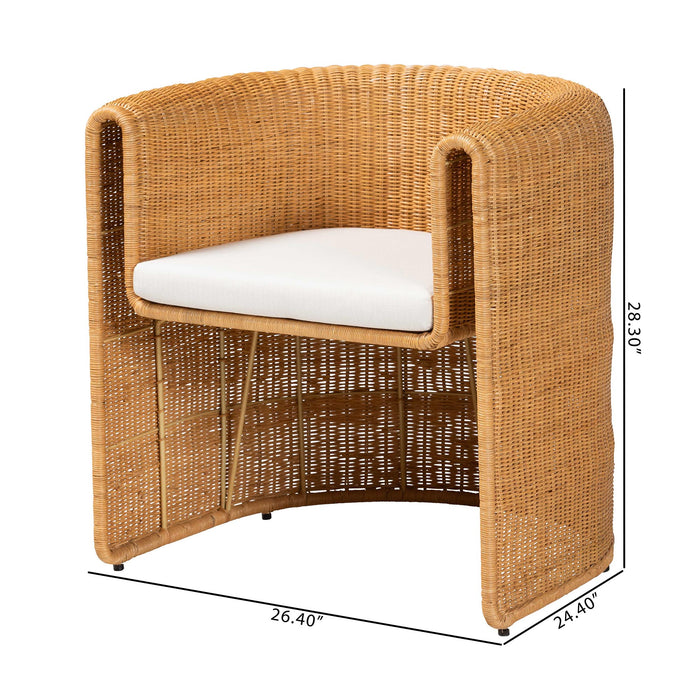 Carina Natural Rattan Barrel Dining Chair – Light Honey