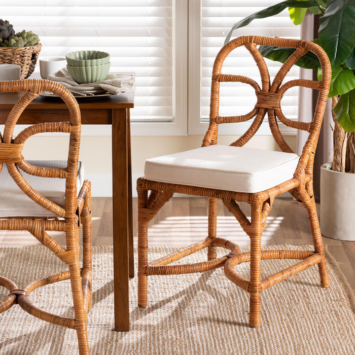 Alondra Natural Rattan Dining Chair with Removable Cushion