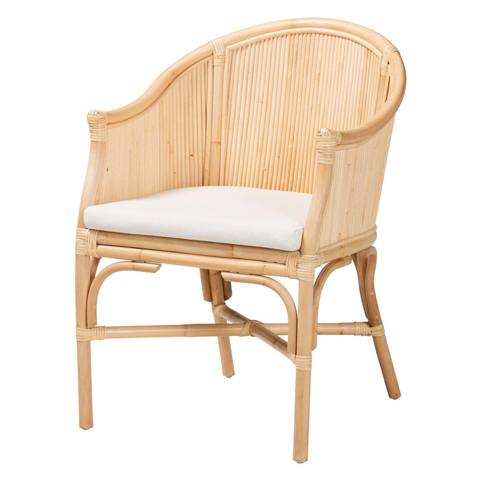 Hollis Natural Rattan Barrel Chair with Cushion – Natural