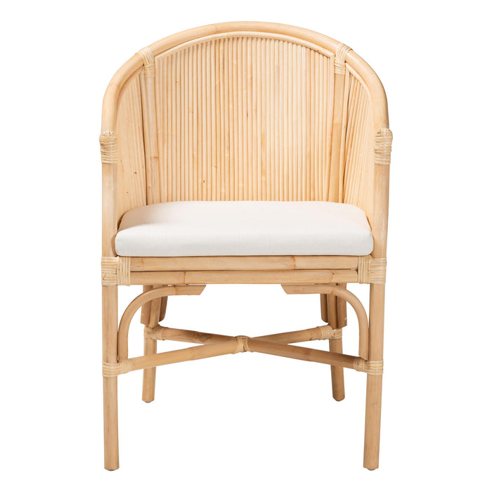 Hollis Natural Rattan Barrel Chair with Cushion – Natural