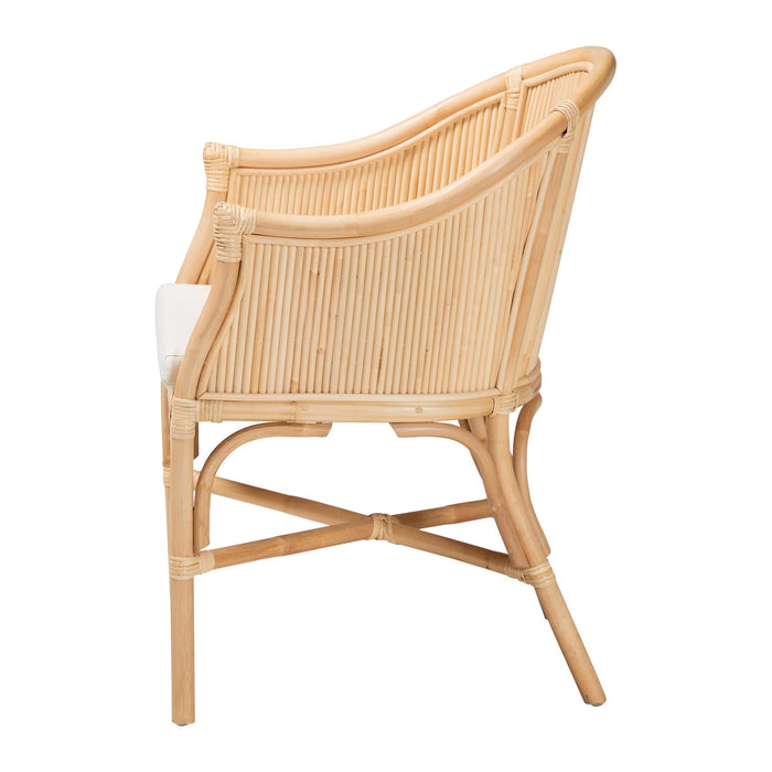 Hollis Natural Rattan Barrel Chair with Cushion – Natural