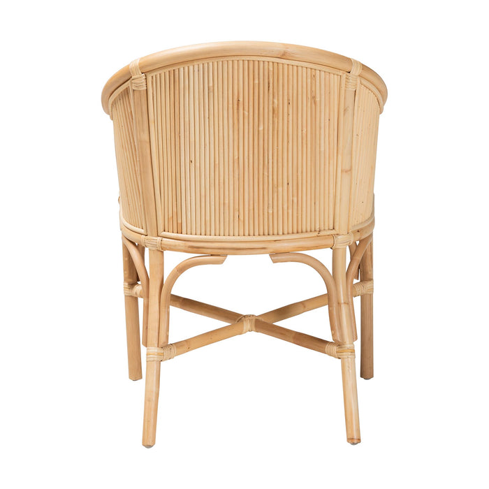 Hollis Natural Rattan Barrel Chair with Cushion – Natural