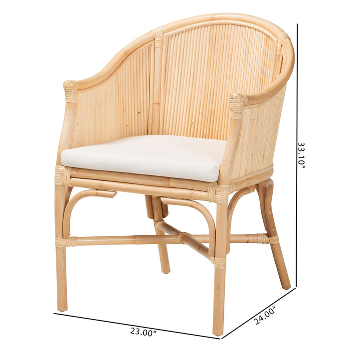 Hollis Natural Rattan Barrel Chair with Cushion – Natural