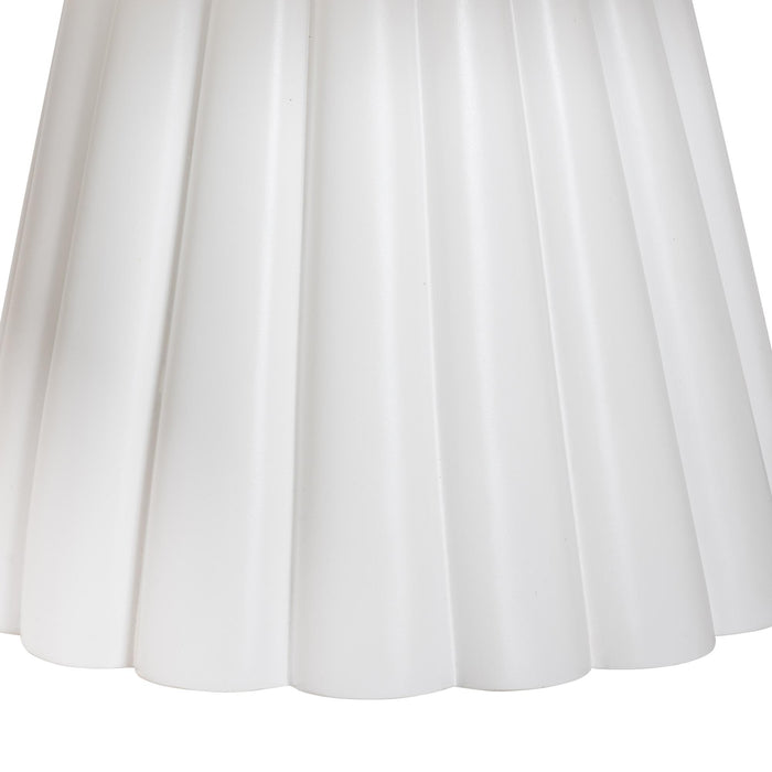 Parvana Round Coffee Table with Fluted Pedestal Base – White Resin