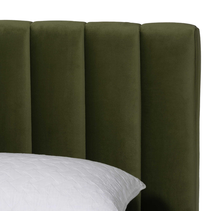 Granger Queen Velvet Platform Bed, Moss Green