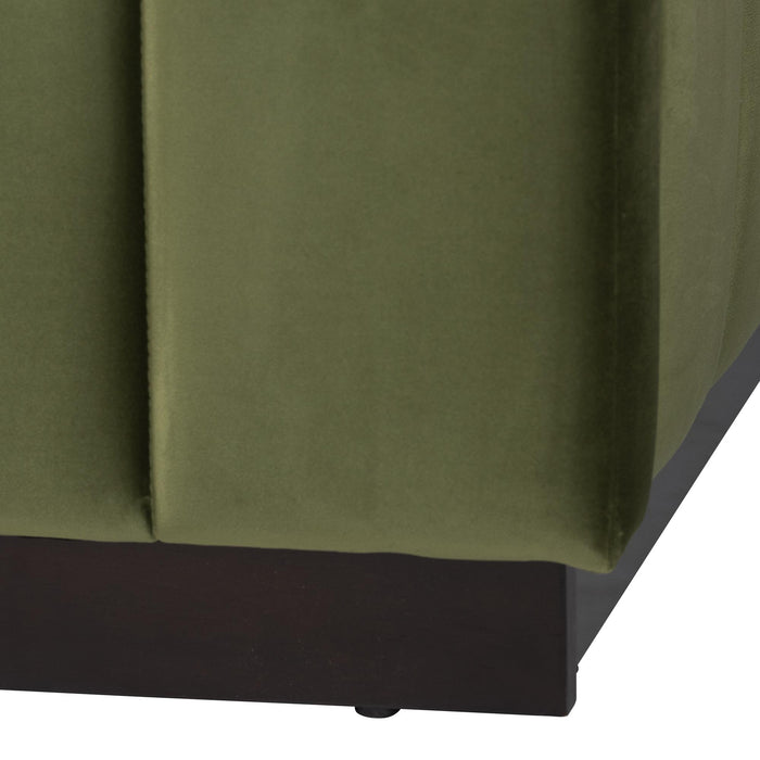 Granger Queen Velvet Platform Bed, Moss Green