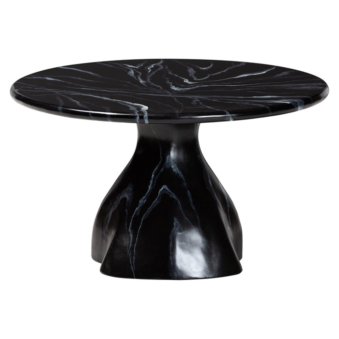 Aponi Round Black Marbled Resin Coffee Table