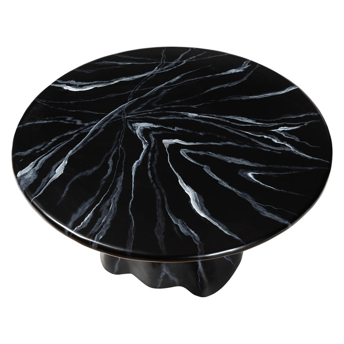 Aponi Round Black Marbled Resin Coffee Table
