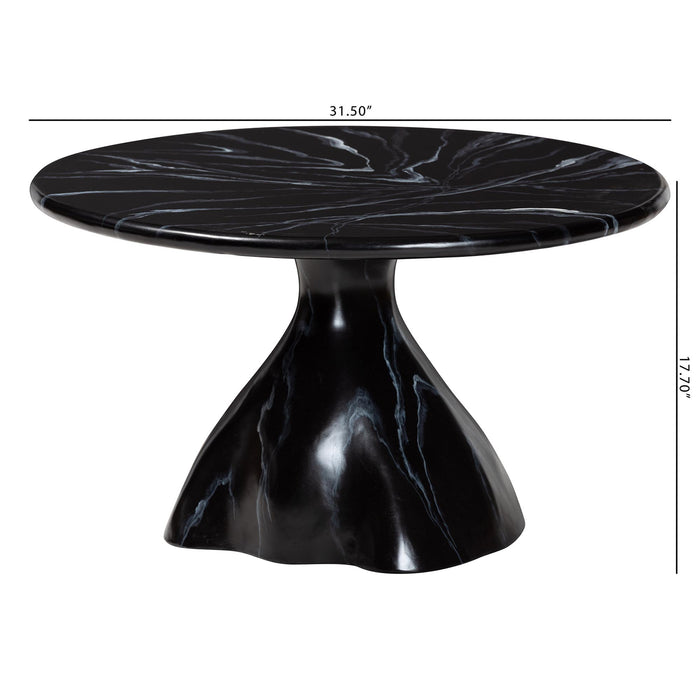 Aponi Round Black Marbled Resin Coffee Table