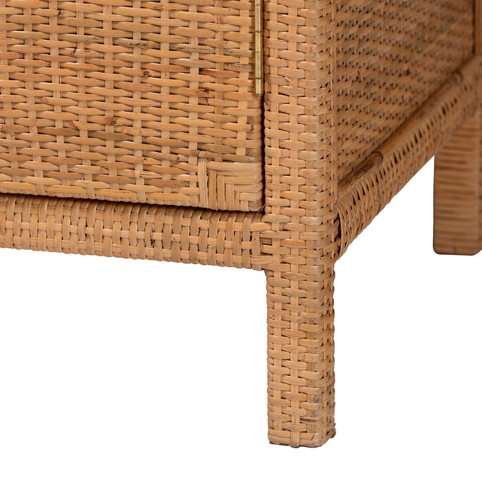Mortis Natural Rattan Display Shelf with 2-Door Cabinet