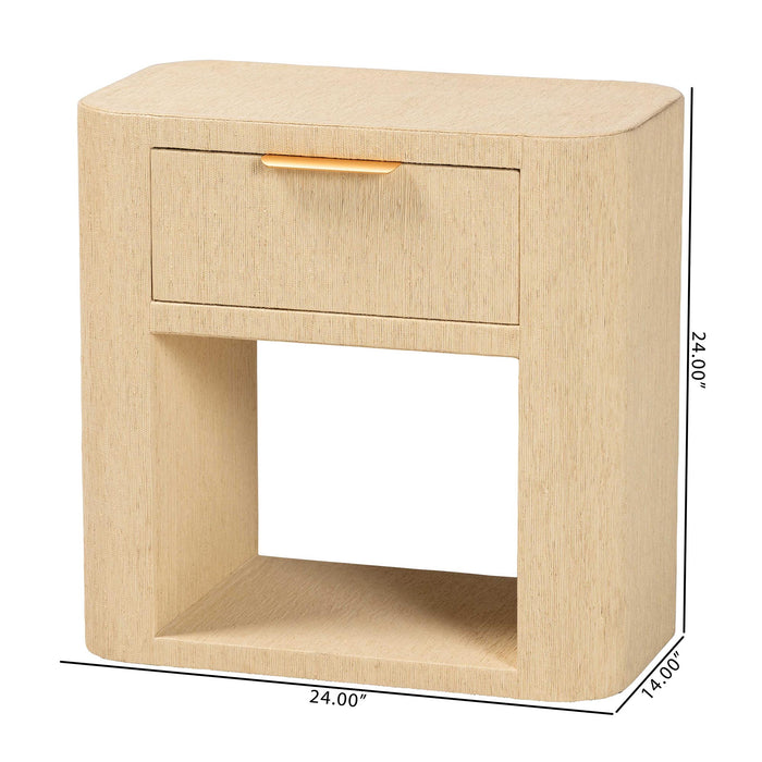 Beauford Grasscloth 1-Drawer Nightstand