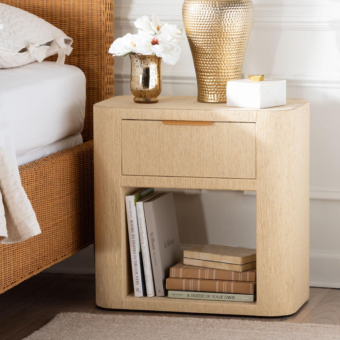 Beauford Grasscloth 1-Drawer Nightstand