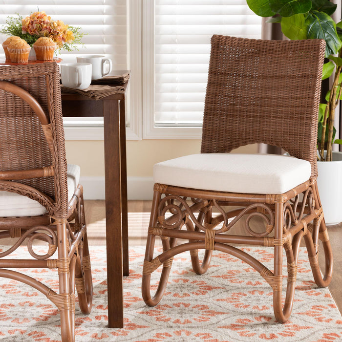 Rivan Natural Rattan Dining Chair – Woven Backrest