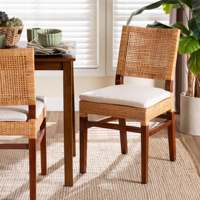 Lesia Natural Rattan Dining Chair with Cushion