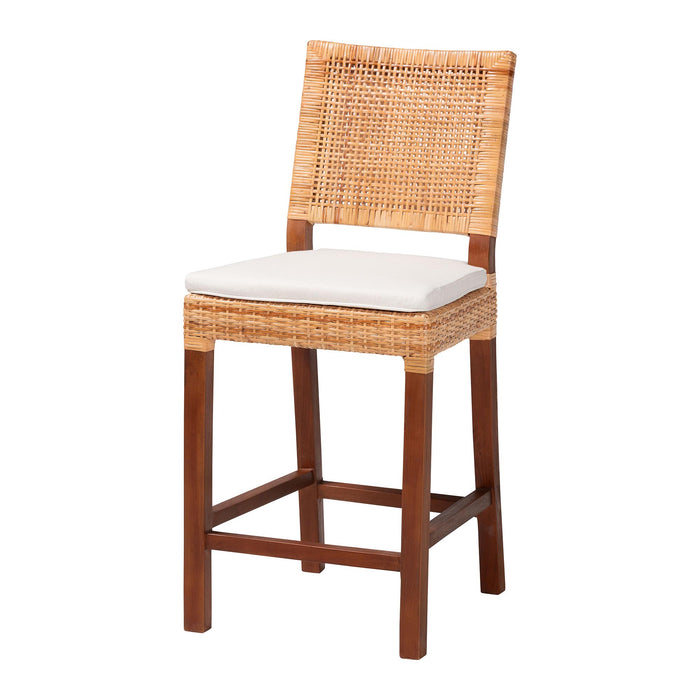 Lesia Bohemian Natural Rattan Counter Stool with Cushion