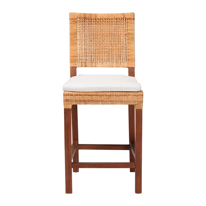 Lesia Bohemian Natural Rattan Counter Stool with Cushion