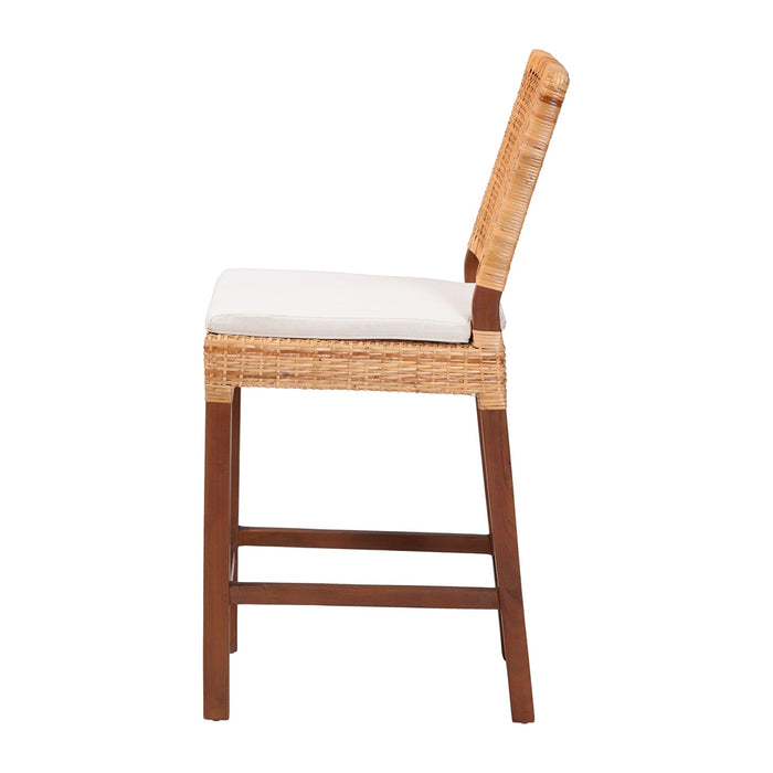 Lesia Bohemian Natural Rattan Counter Stool with Cushion