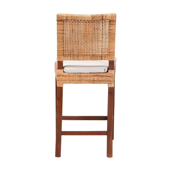 Lesia Bohemian Natural Rattan Counter Stool with Cushion