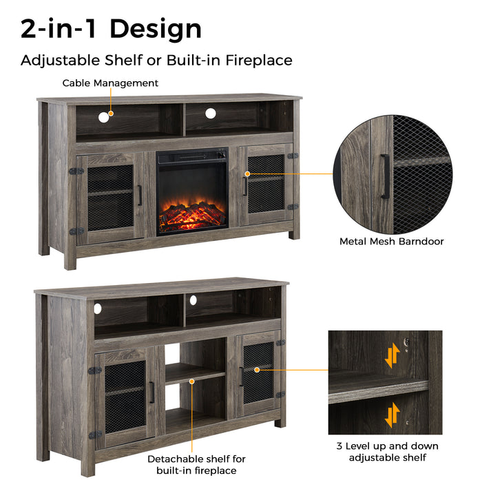 TV Stand With Electric Fireplace, Fit up to 65"  Flat Screen TV