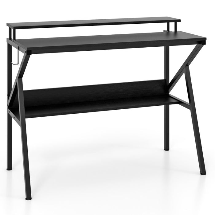 Space saving Computer Desk with Monitor Stand & Storage Shelf