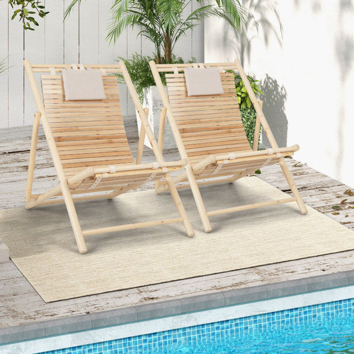 Solid Fir Wood Lounge Chair with 3-Level Adjustable Backrest