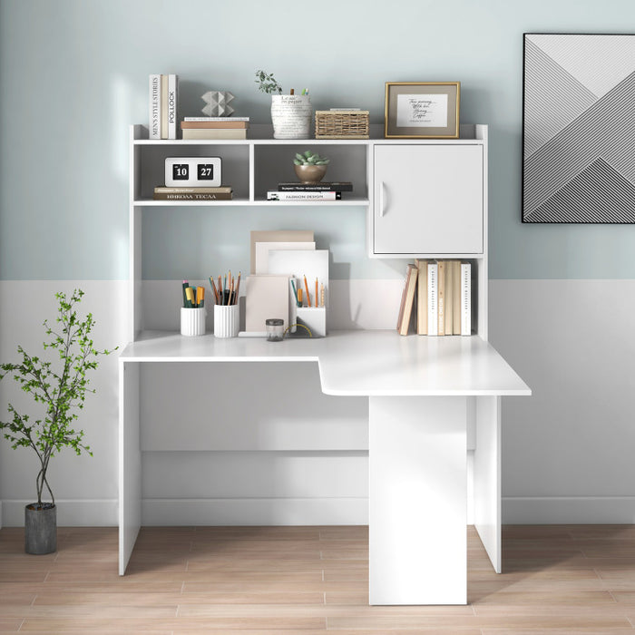 L-Shaped Desk Corner Computer Desk with Open Storage