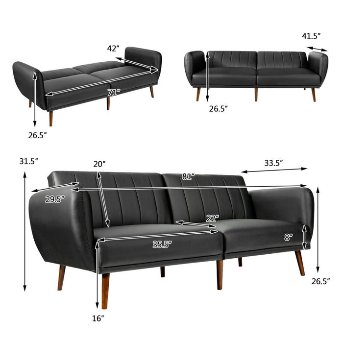 3 Seat Convertible Sofa Bed with Adjustable Backrest/Black