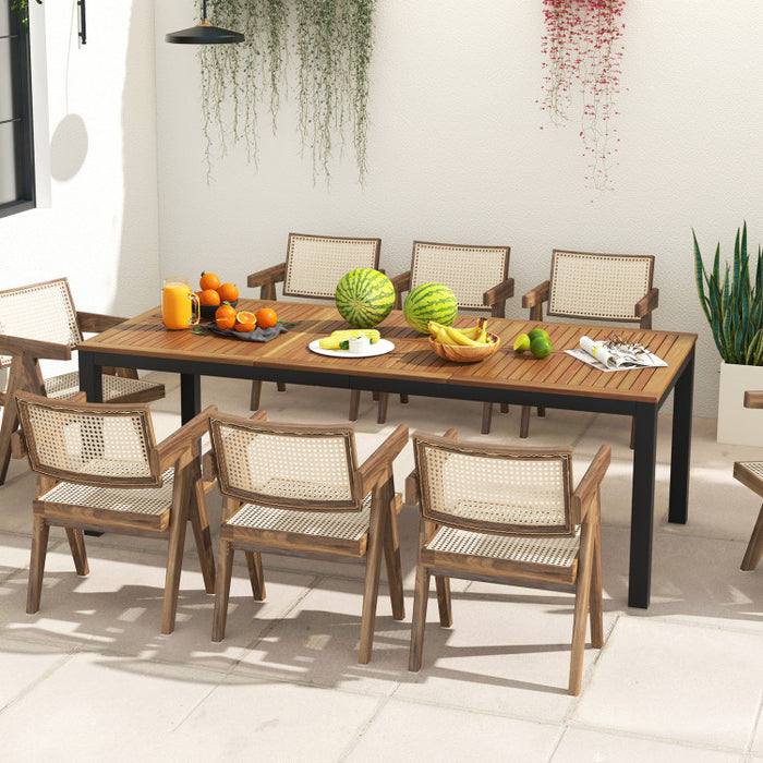 8-Person Outdoor Dining Table – 79 Inch Acacia Wood Patio Table