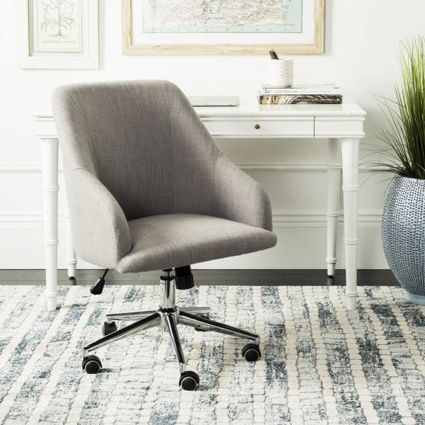 Adrienne Linen Chrome Leg Swivel Office Chair/Grey Chrome