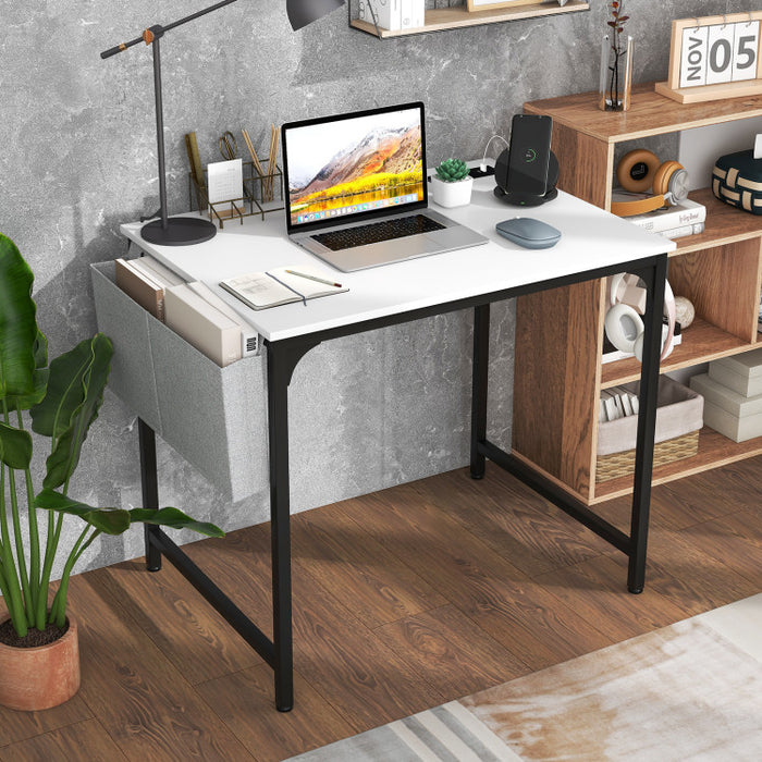 Compact Desk with Built-In Charging Station