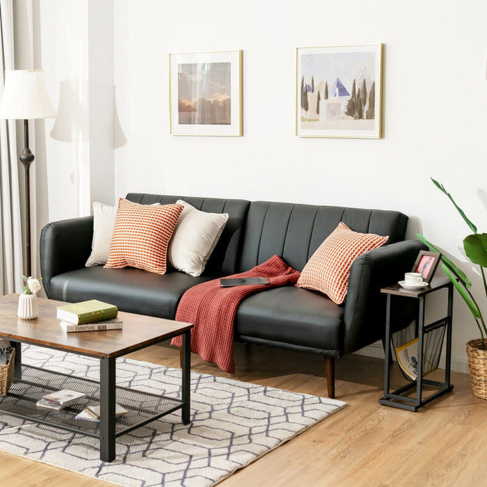 3 Seat Convertible Sofa Bed with Adjustable Backrest/Black