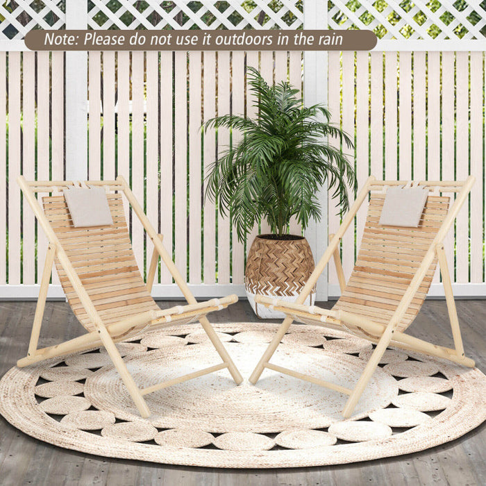 Solid Fir Wood Lounge Chair with 3-Level Adjustable Backrest