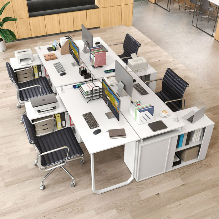 55-Inch Reversible L-Shaped Desk with Drawers & Charging Station