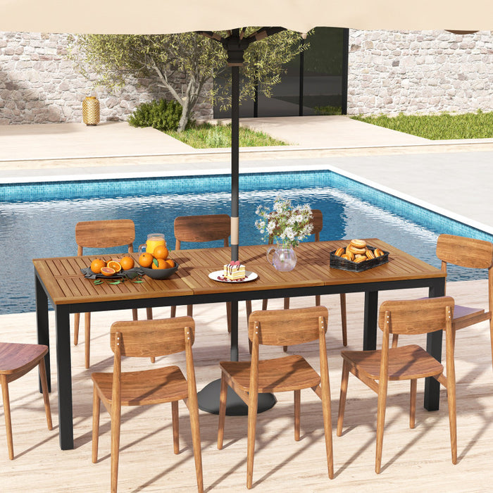 8-Person Outdoor Dining Table – 79 Inch Acacia Wood Patio Table