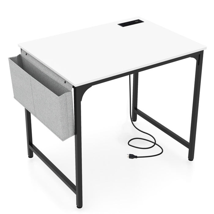 Compact Desk with Built-In Charging Station