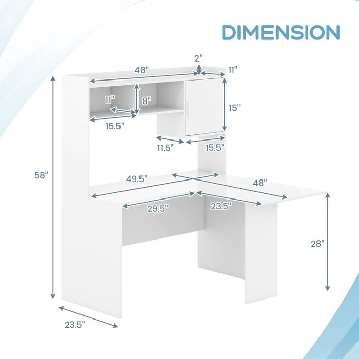 L-Shaped Desk Corner Computer Desk with Open Storage