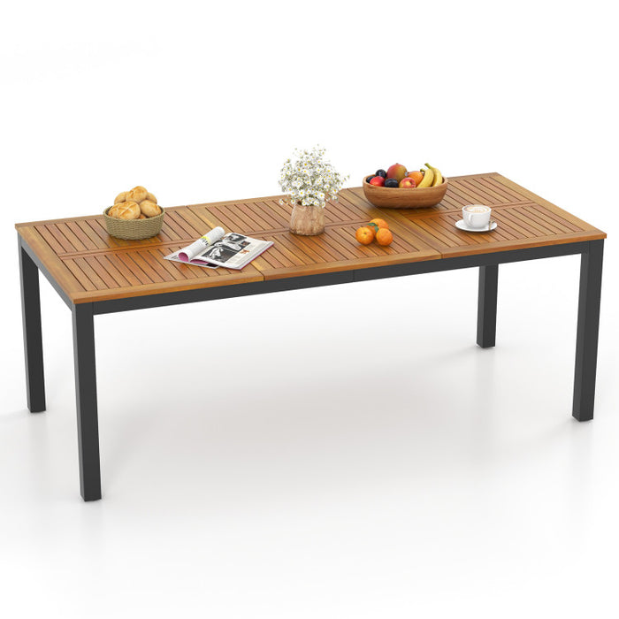 8-Person Outdoor Dining Table – 79 Inch Acacia Wood Patio Table