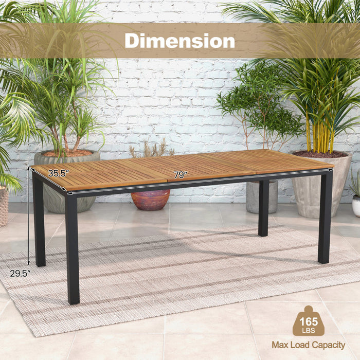 8-Person Outdoor Dining Table – 79 Inch Acacia Wood Patio Table