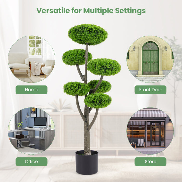 6-Ball Artificial Cypress Topiary Tree with Weighted Pot