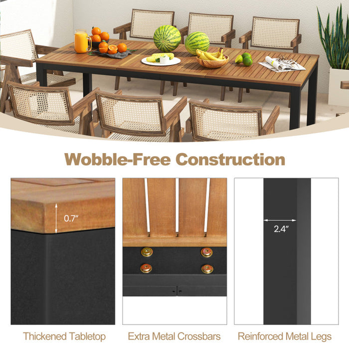 8-Person Outdoor Dining Table – 79 Inch Acacia Wood Patio Table