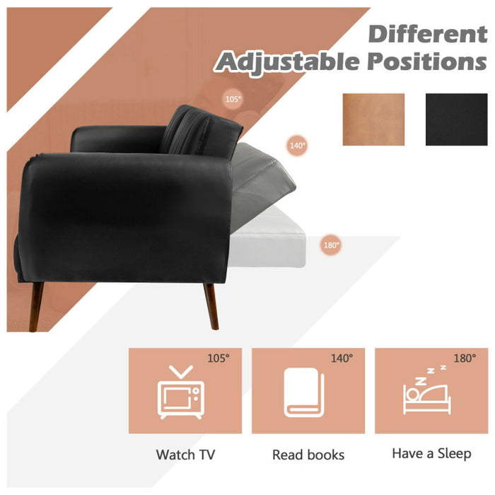 3 Seat Convertible Sofa Bed with Adjustable Backrest/Black