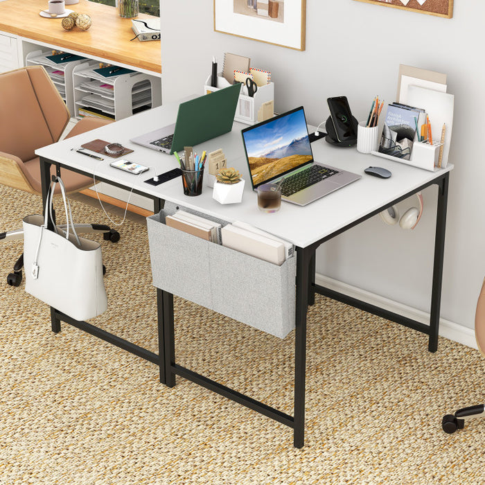 Compact Desk with Built-In Charging Station
