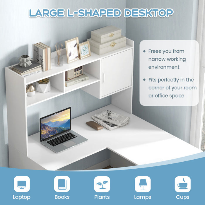 L-Shaped Desk Corner Computer Desk with Open Storage