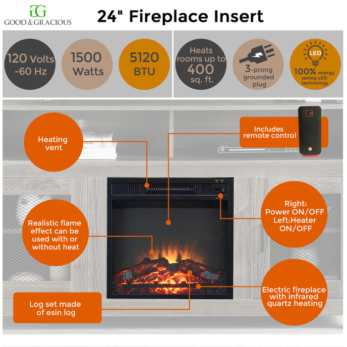 TV Stand With Electric Fireplace, Fit up to 65"  Flat Screen TV