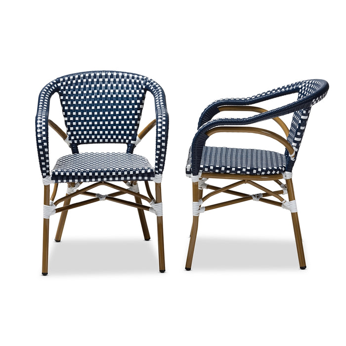 ELIANE OUTDOOR BAMBOO BISTRO DINING CHAIR SET OF 2